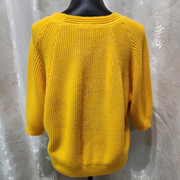 VTG 80s Sears JUNIOR BAZAAR Sunshine Yellow Dolman Sleeves Knit Sweater (36) - Picture 5 of 11